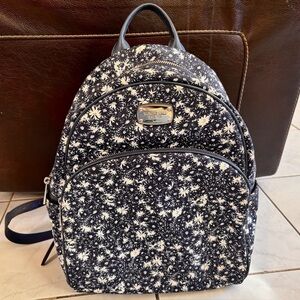 Michael Kors Womens Abbey Large Backpack Limited Edition Navy Blue White Floral